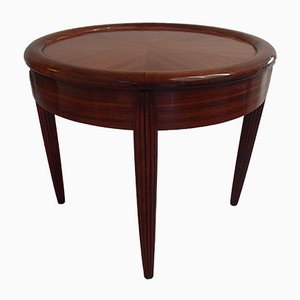 Art Deco Round Mahogany Veneer Coffee Table, 1920s