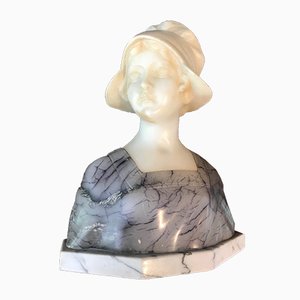 Busto antico in marmo e alabastro di Gustave van Vaerenbergh