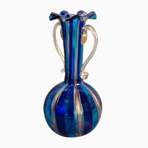 Vase Incrusté Doré en Verre Murano, 1950s