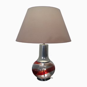 Lámpara de pie italiana de vidrio, años 70