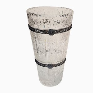 Large Antique Bohemian Queen Lace Crystal Cut Vase