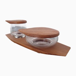 Danish Organic Teak & Glass Marmelade Jar, 1960s