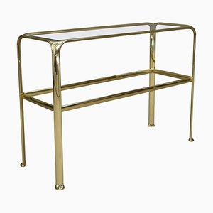 Console Table in Brass and Glass by Mauro Lipparini, Italy, 1970s