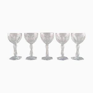 Lalaing Glasses in Mouth Blown Crystal Glass from Val St. Lambert, Belgium, 1950s, Set of 5