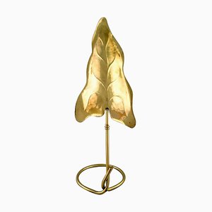 Mid-Century Italian Leaf-Shaped Table Lamp in Brass by Tommaso Barbi