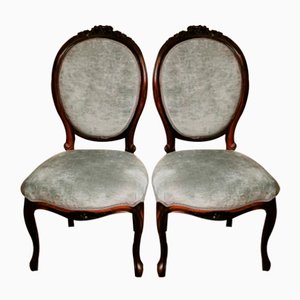 Napoleon III Beistellstühle aus geschnitztem Mahagoni, Set