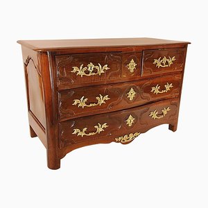 Commode Regency en Noyer et Bronze Doré, France, Début 18ème Siècle