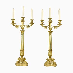 Candelabros de 4 luces con candeleros, siglo XIX. Juego de 2