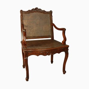 Fauteuil ou Fauteuil Regence en Bois Sculpté et Canne, 1720s