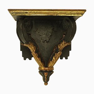 18th Century Regence Giltwood and Black Painted Wall Bracket