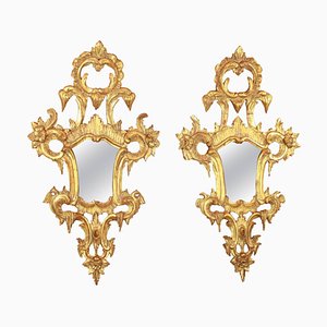 Specchi rococò in legno dorato, Italia, XVIII secolo, set di 2
