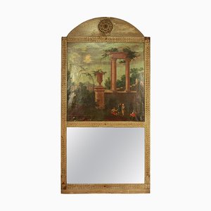 Miroir Trumeau Néoclassique avec Peinture Capriccio