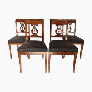 Directoire Mahogany Side Chairs with Brass Banding, Set of 4