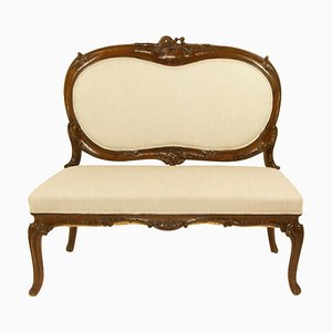 18th-Century Italian Rococo Carved Walnut Sofa or Canape
