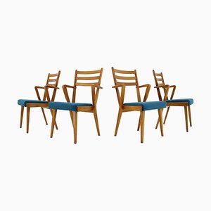 Oak Dining Chairs, Czechoslovakia, 1960s, Set of 4