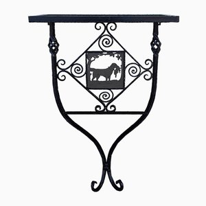 Vintage German Handmade Wrought Iron Garden Console Table, 1950s