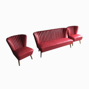 Ungarisches Mid-Century Vinyl Wohnzimmer Set, 1960er, 3er Set