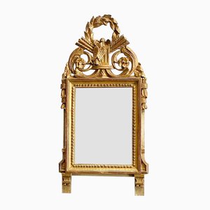 Petit Miroir Antique Style Louis XVI en Bois Doré