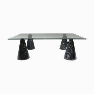 Marble and Glass Coffee Table in the Style of Massimo Vignelli, 1970s
