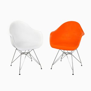 Orange and White Plastic Side Chairs, 2000s, Set of 2