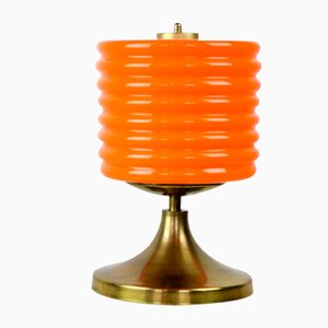 Lámpara de mesa Mid-Century de vidrio naranja, años 60