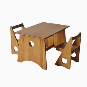 Dutch Modernist Children's Table and Two Chairs, 1970s