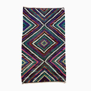 Tappeto Kilim grande vintage viola, rosso, blu e blu, Turchia, anni '50