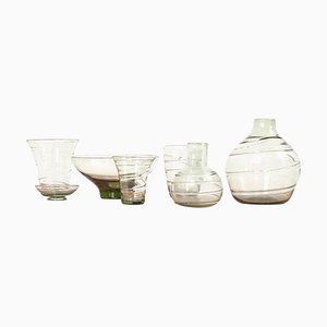 Vasen und Schalen aus gezogenem Glas von Barnaby Powell für Whitefriars, 1930er, 7er Set