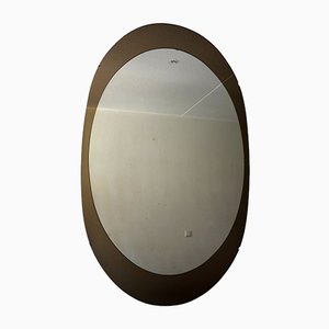 Large Mid-Century Italian Oval Mirror from Cristal Arte