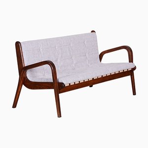 Braunes Tschechisches Mid-Century Sofa aus Buche & Polsterung von Jan Vanek, 1950er