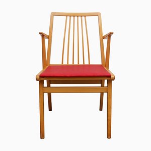 Fauteuil en Hêtre et en Skaï Rouge, 1950s