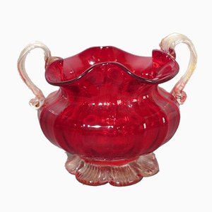 Bol en Verre de Murano Rouge avec Or, 1950s