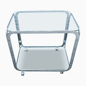 Italian Chrome-Plated Steel and Glass Two-Tier Trolley, 1970s