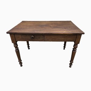 Antique Oak Farm Table with Drawer