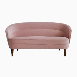 Danish Pink Velvet Sofa, 1940s