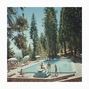 Lake Tahoe Pool Oversize C Print Framed in White by Slim Aarons