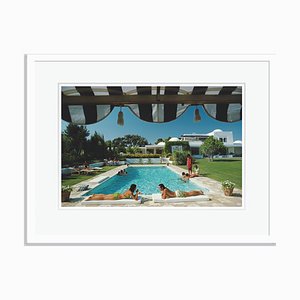 Poolside in Sotogrande Oversize C Print Framed in White by Slim Aarons