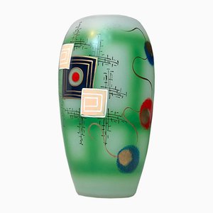 Scandinavian Modern Hand Painted Glass Vase, 1970s