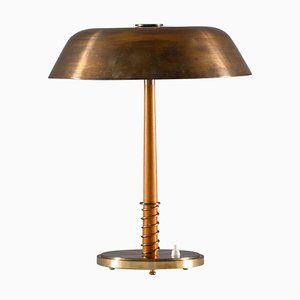 Lampe de Bureau Mid-Century en Laiton par Harald Notini pour Bohlmarks, Suède, 1940s