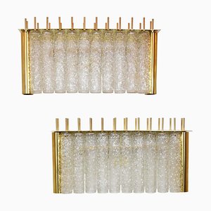 Glass and Brass Tubi Tempio Wall Lights, Set of 2