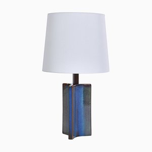 Large Danish Modern Blue Table Lamp from Søholm, 1960s