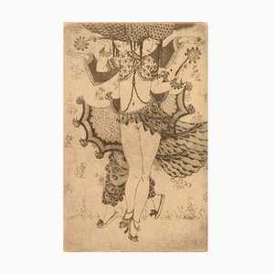 Acquaforte erotica Nude Study su carta giapponese di Gerhard Henning