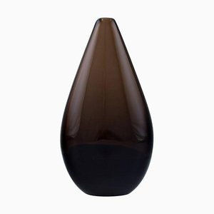 Drop-Shaped Vase in Mocha Brown Mouth Blown Art Glass from Salviati, Italy, 1960s