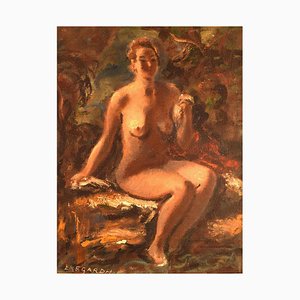 Swedish Oil on Canvas Seated Nude Model by Hans Ekegardh, 1940s