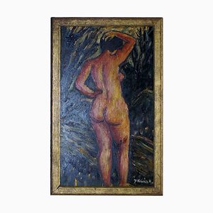 Óleo a bordo Retrato de mujer desnuda, años 20