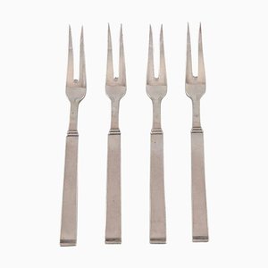Art Deco Funkis III Serving Forks in Silver from Horsens Denmark, 1934, Set of 4