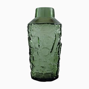 Finnish Vase in Green Mouth Blown Art Glass, 1970s
