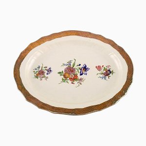 Royal Copenhagen Serving Dish in Porcelain with Floral Motifs and Gold Border