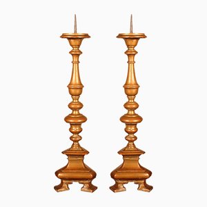 17th Century Italian Bronze Candleholders, Set of 2