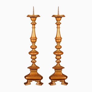 17th Century Italian Bronze Candleholders, Set of 2